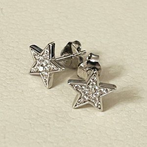 Diamonique Star Stud Earrings